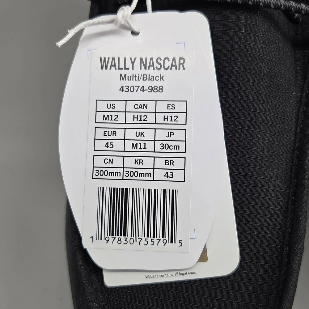 Hey Dude Wally NASCAR Shoes Mens Size 12 Black Ripstop Slip On‎ Loafers NWT